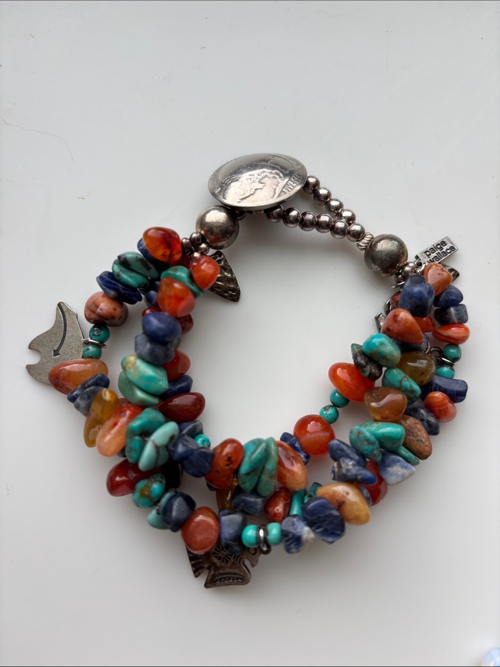 Paige Wallace Southwest Mixed Gemstone Bead Bracelet in Turquoise & Coral Tones